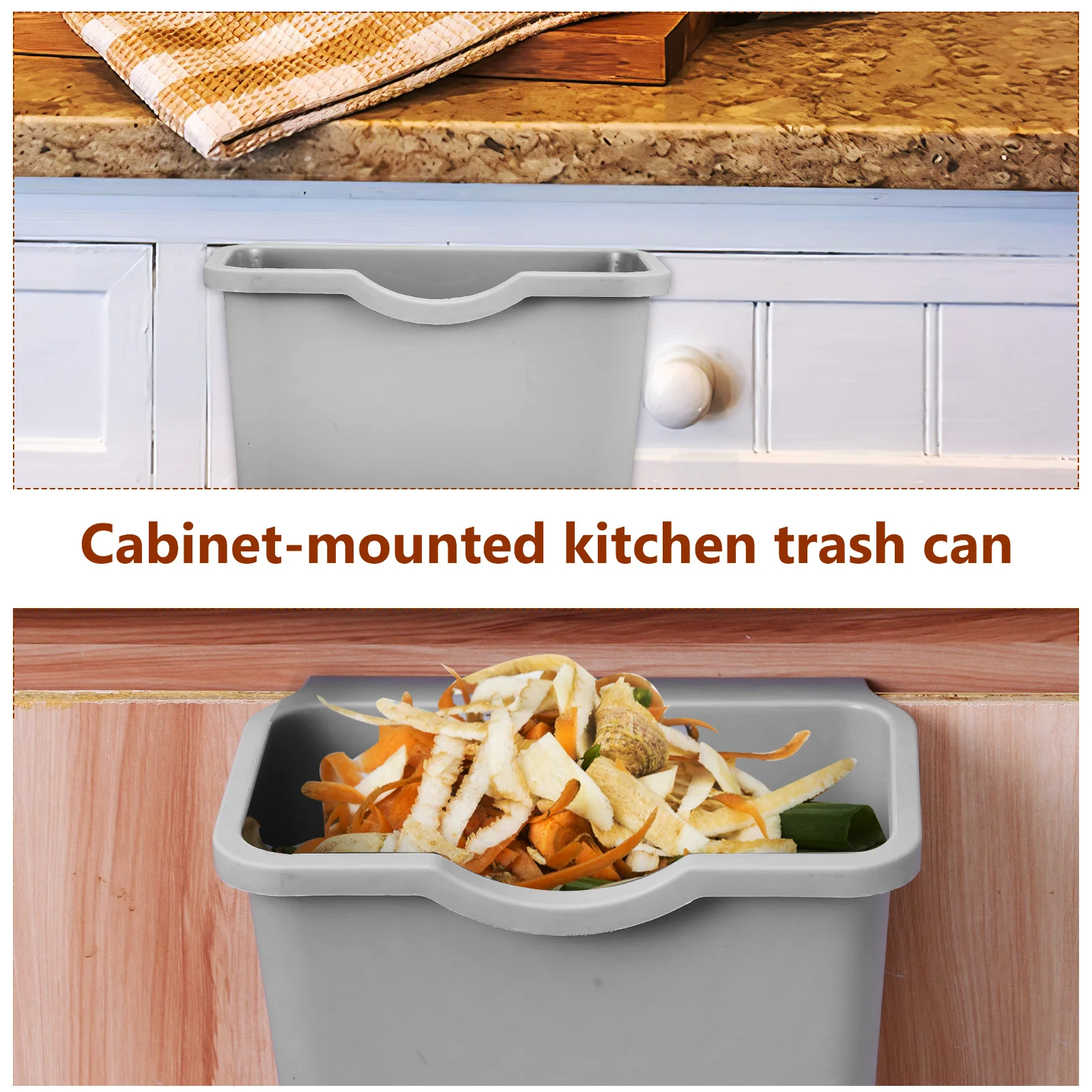 

1pcs Kitchen Trash Can Hanging Cabinet Door Mount Compost Bin Small Countertop Garbage Bucket For Home Kitchen Waste Organizer