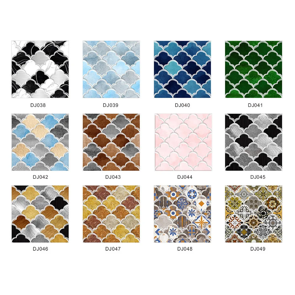 25pc Mosaic Tiles Covered with Crystal Film 3D Lotus Tiles with Adhesive Backing 10/20/15cm Self-adhesive Square Wall Tiles