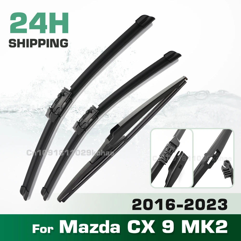 GREATROAD Wiper LHD&RHD Front & Rear Wiper Blades Set For Mazda CX-9 CX9 MK2 2016 - 2023 Windshield Windscreen Window Brushes