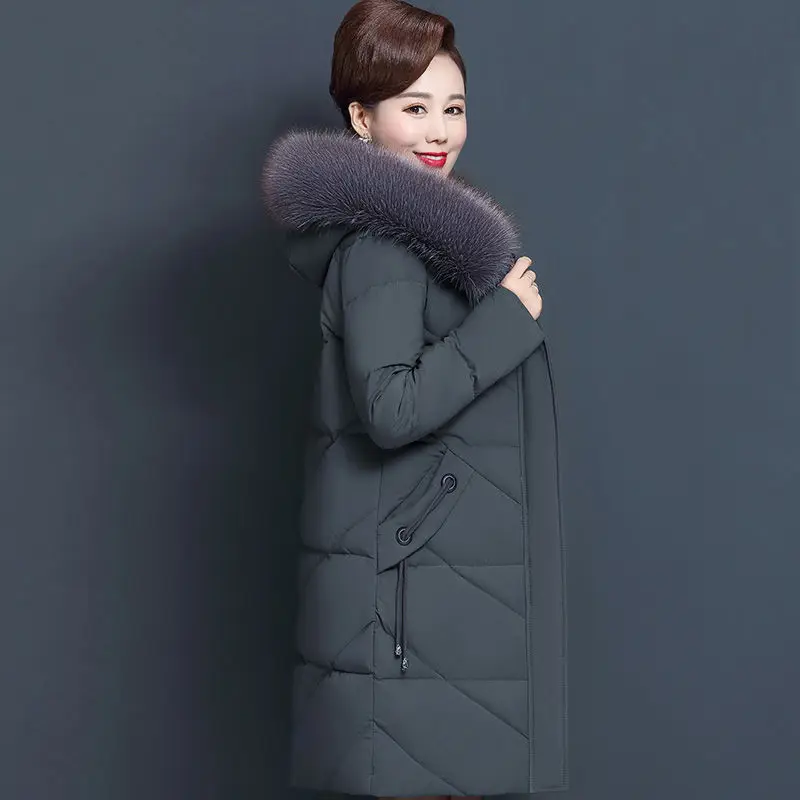 

plus Size Mid-Length Cotton Jaet for Middle-Aged Women Winter Warm Thiened Casual Loose Fit Mom Coat Zipper Closure