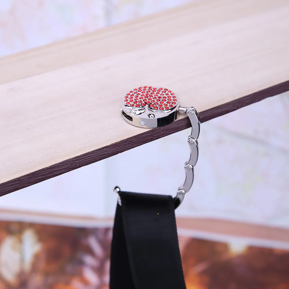 Foldable Desk Mount Bag Holder Hook Multi-Function Rhinestone Apple Bag Hanging Hook Heavy Duty Backpack Hanger for Home School