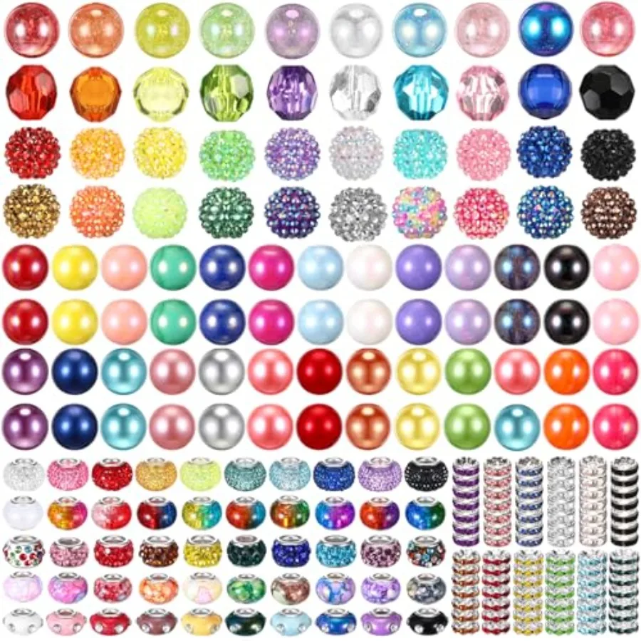 

270 Pcs Beads for Pens Rhinestone Bubblegum Beads Mixed Crystal Resin Sugar Chunky for Beadable Keychains DIY Craft Jewelry Mak