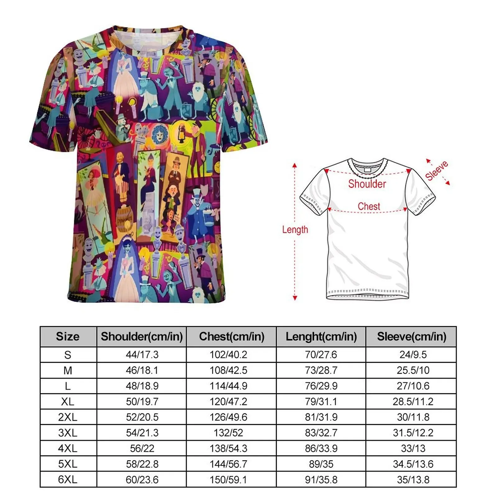 Haunted Mansion T-Shirt For Mens Retro Mansion Collage Graphic O Neck T-Shirts Cool Tops Short Sleeve Street Style Oversize Tees