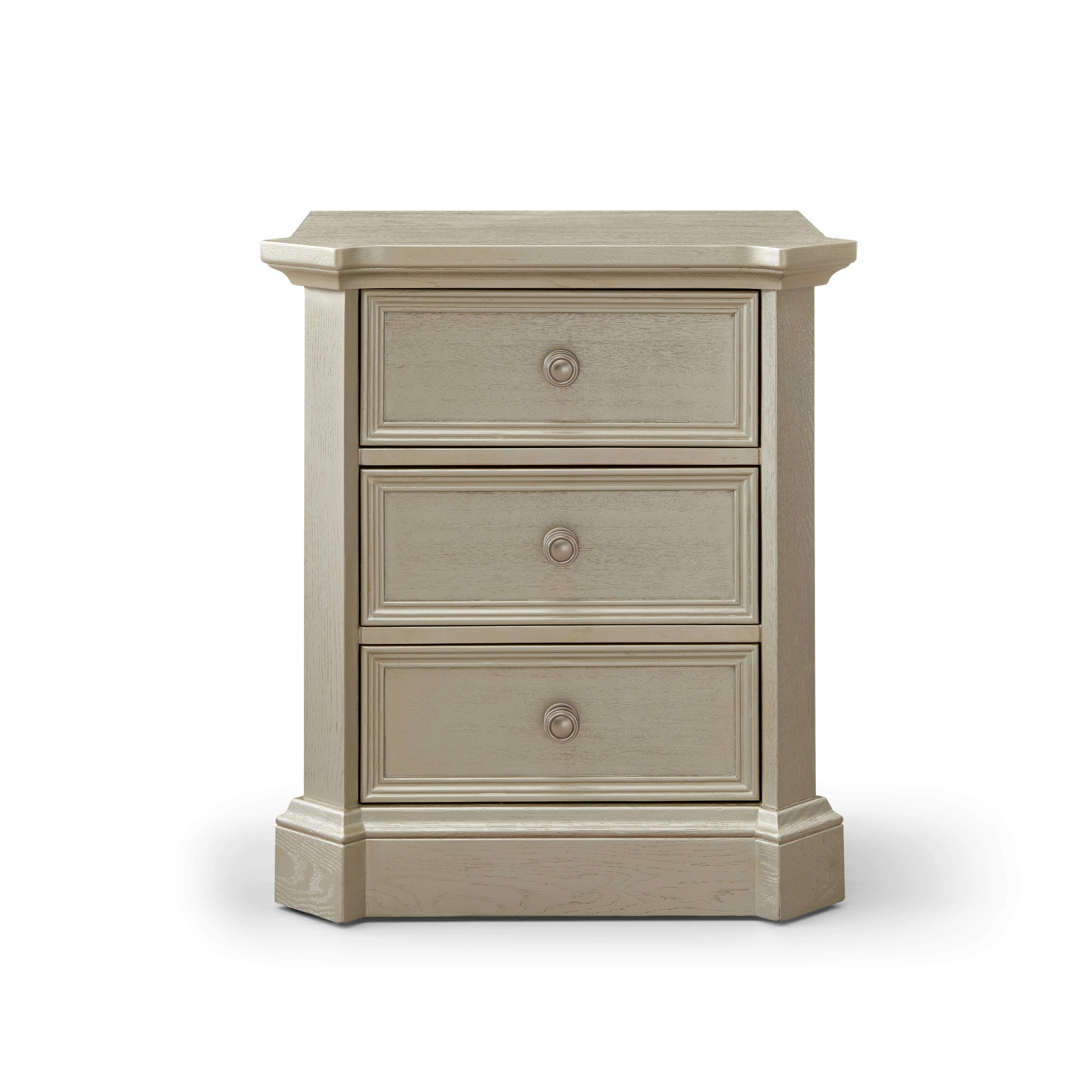 

!@American Light Luxury 3-Drawer Solid Wood Nightstand Classic Bedroom Storage Side Table with Elegant Beige Finish