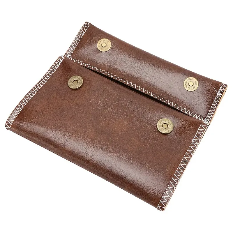 Handcrafted PU Leather Tobacco Pouch Case Bag Pipe Cigarette Storage Smoking Paper Tips Holder Wallet Bags Rolling Tool