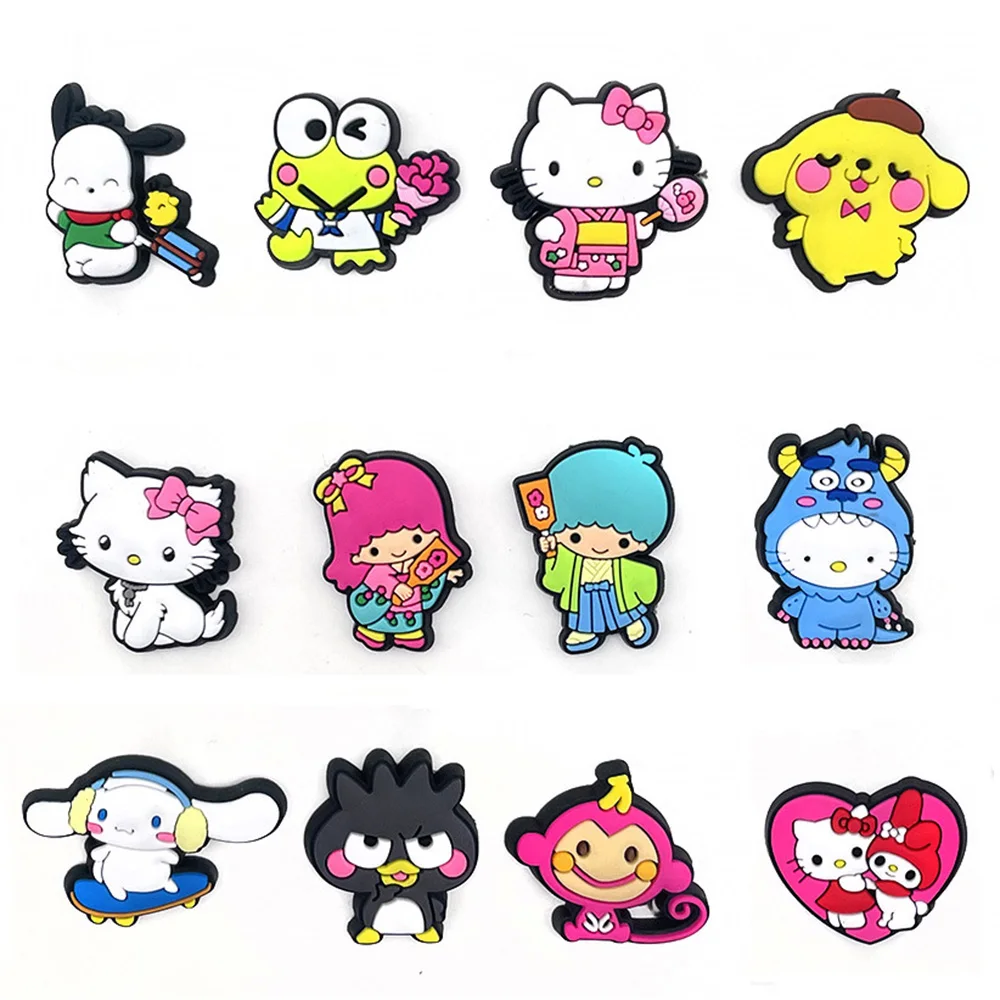 20Pcs Sanrio Hello Kitty Cartoon Shoe Charms For Slides Sandals,PVC Shoe Decorations Accessories For Christmas Birthday Gifts