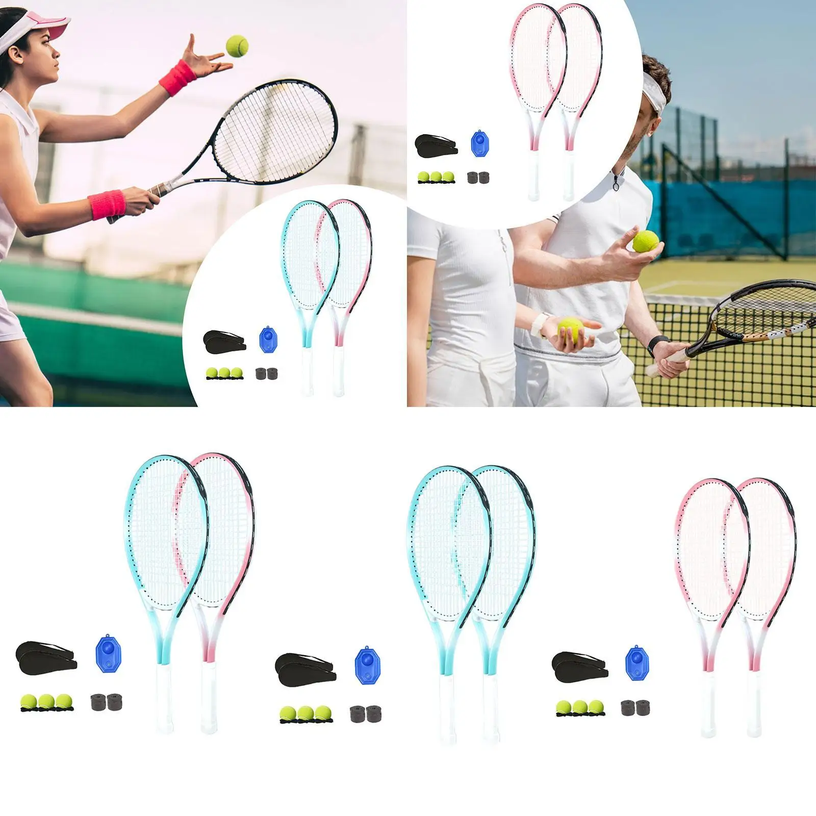

Профессиональный набор теннисных ракеток с двумя ручками, устойчивыми к ударам, с отскоком мячами для детской площадки, в помещении, на стадине, в саду и на открытом воздухе