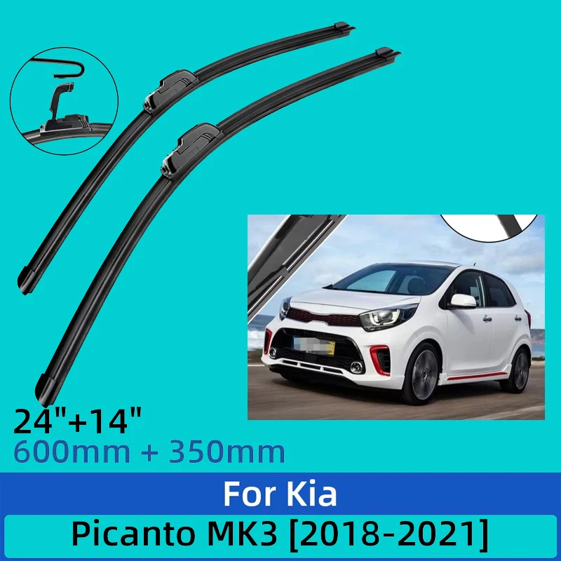 

2PCS For Kia Picanto MK3 2018-2021 2019 2020 24"+14" Front Wiper Blades Windshield Windscreen Window Cutter