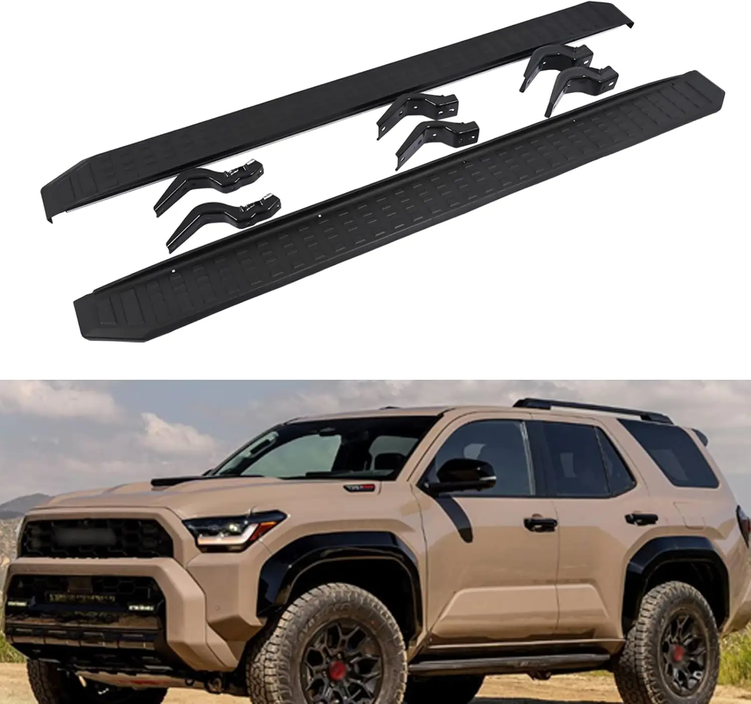 Running Boards for Toyota 4Runner N500, Aluminum & ABS Plastic, Black, Stylish Accessories for 2025-2026