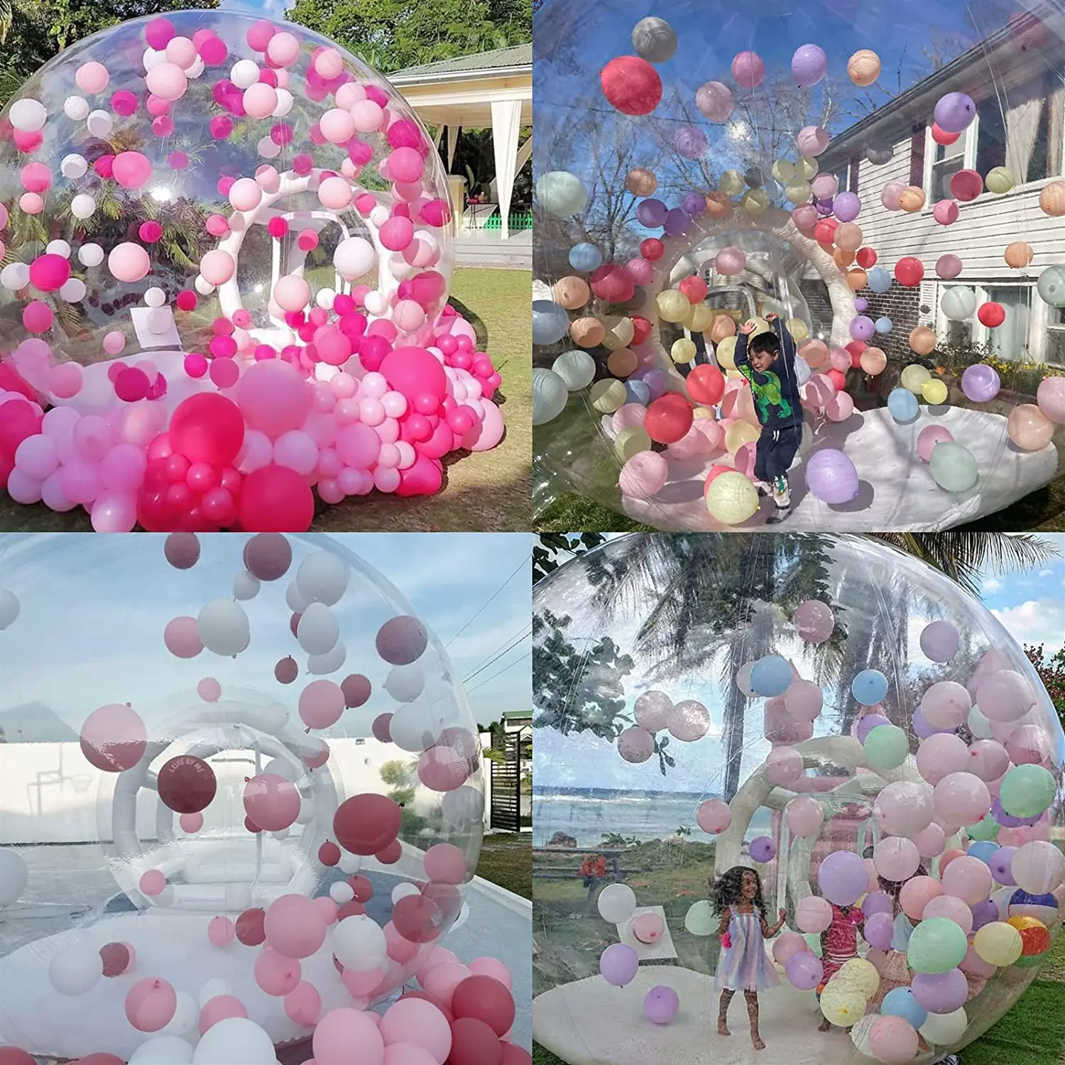 Casa inflável clara da bolha com ventilador, barraca do balão para crianças, festa de aniversário, estoque dos EUA, 10ft-3m/2.5m/4m