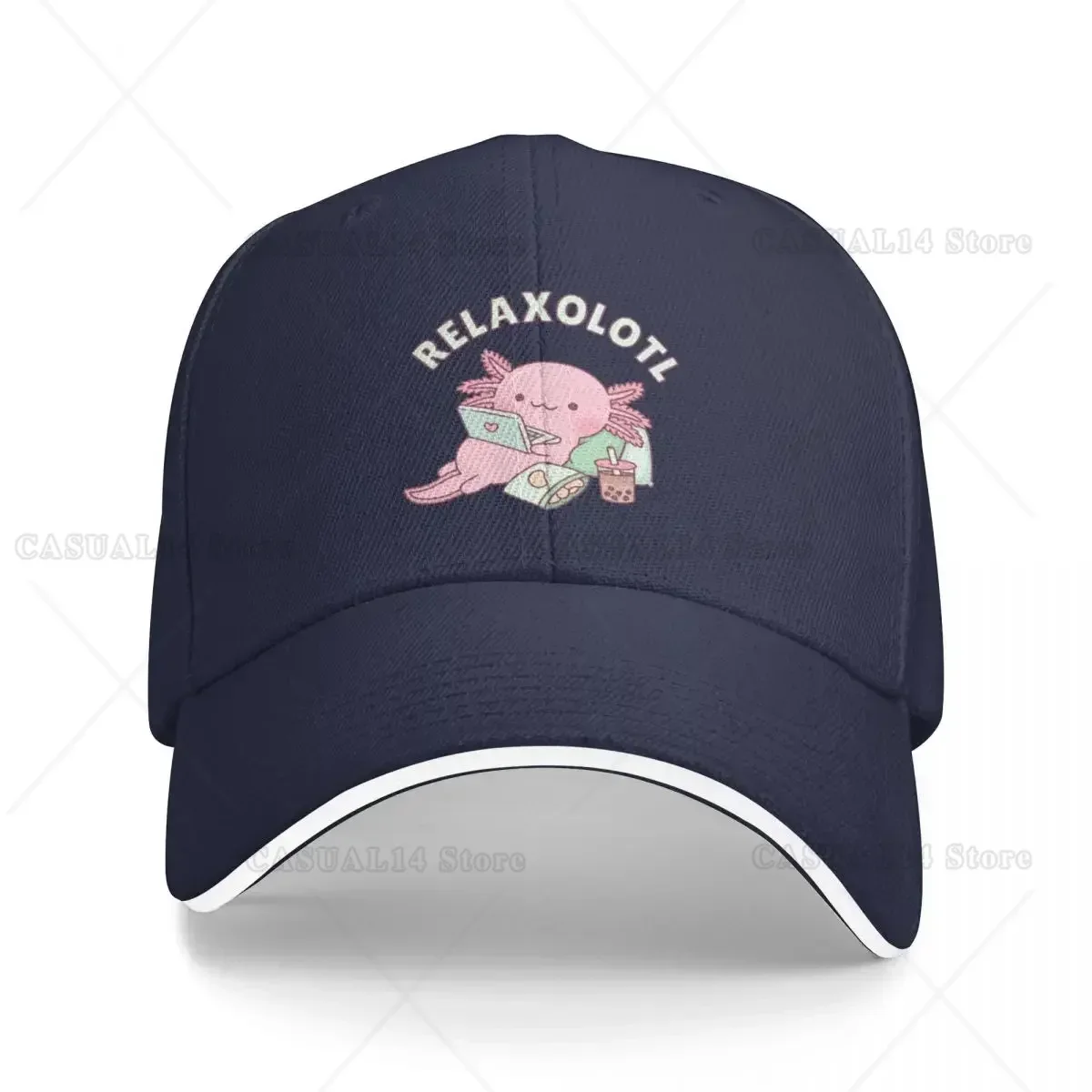 

Cute Relax A Lot Axolotl Funny Pun Cap Baseball Cap Beach Adjustable Hats for Women Men's Sun Protection