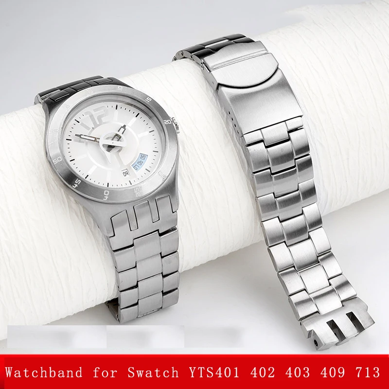 

Concave mouth bracelet for Swatch YTS401 402 403 409 713 precision steel watch stainless steel metal bracelet Men's wristband