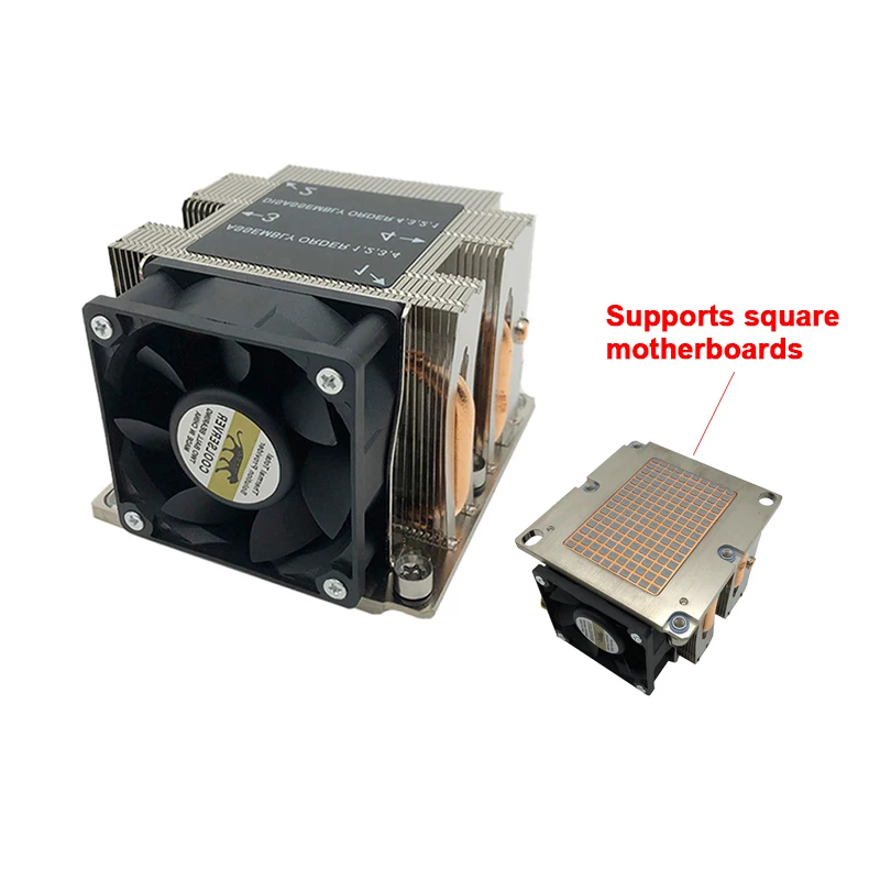 COOLSERVER S82 4 Heat pipe Copper 2U Server CPU Cooler for Intel LGA 3647 Square motherboards Industrial Workstation Computer