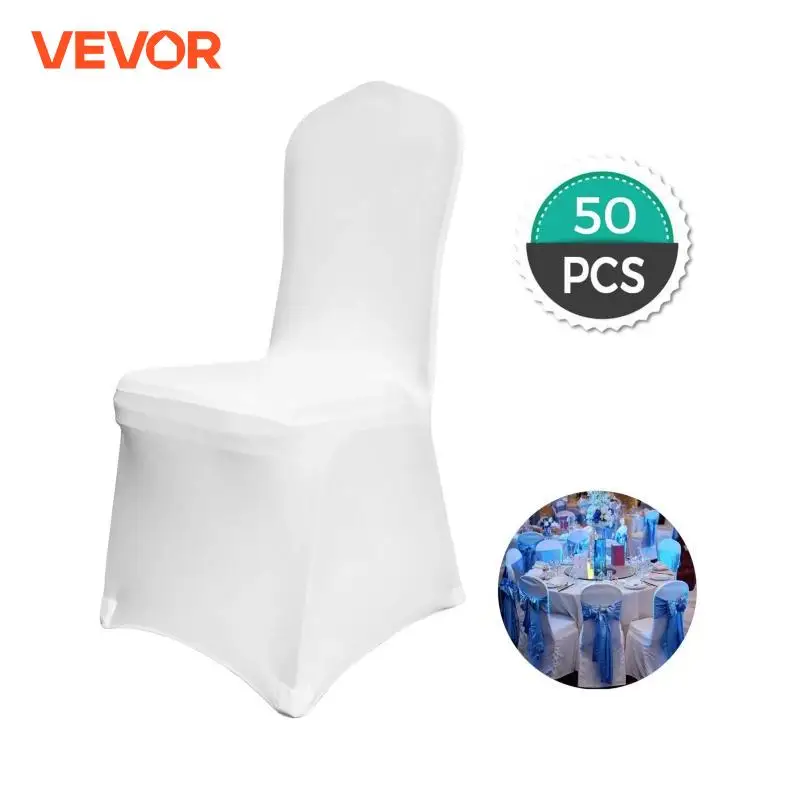 VEVOR White Wedding Chair Cover Spandex Universal Fitted Chair Cover Removable Washable Slipcovers for Wedding Holiday Banquet