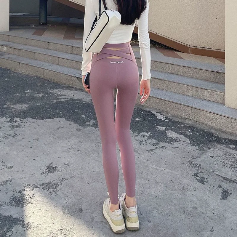 Women's Summer Thin Yoga Pants Belly-controlling Butt-lifting Breathable Slimming Leggings Outer Wear