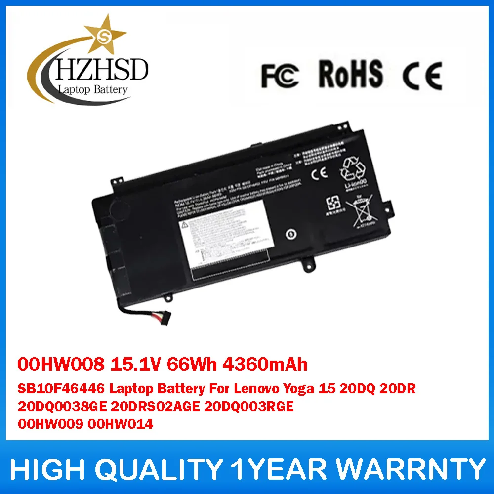 

00HW008 15,1 В 66 Втч 4360 мАч SB10F46446 Аккумулятор для ноутбука Lenovo Yoga 15 20DR 20DQ0038GE 20DRS02AGE 20DQ003RGE 00HW009 00HW014