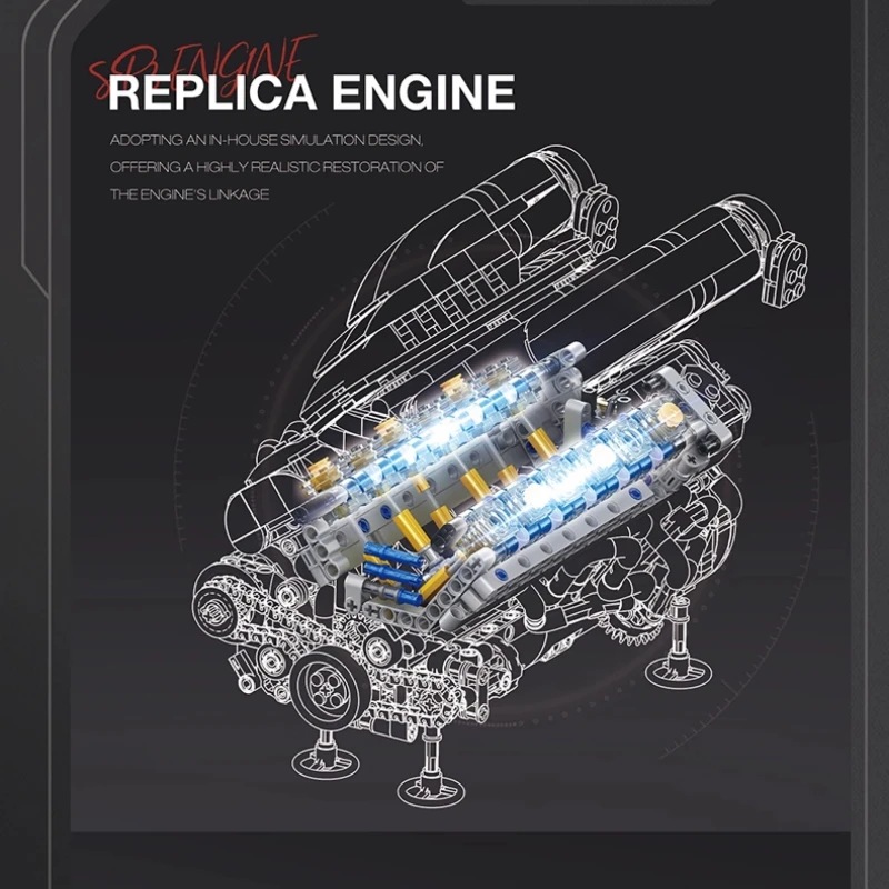 33016 محرك السيارة الرياضية MOC اللبنات مع محرك 1240 قطعة تجميعها تحصيل ألعاب السيارات نموذج الطوب الأولاد الهدايا