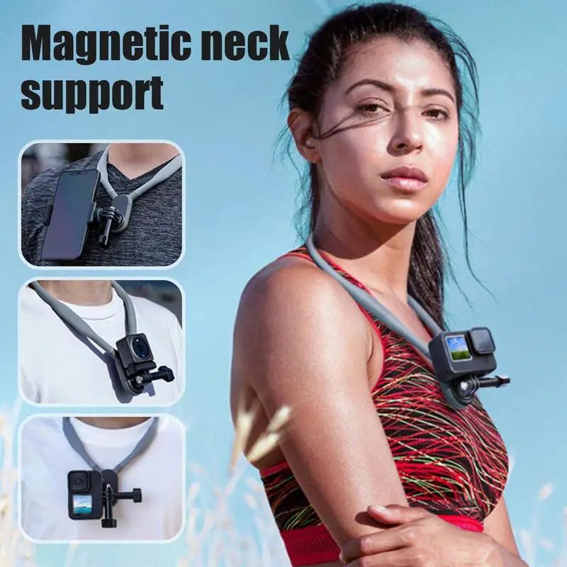 Phone Holder Around Neck Silicone Camera Holder Neck Tripod Chest Mount Video Recording Cell Phone Neck Holder Chest Stand For