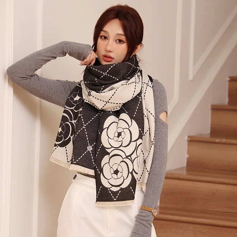 Brand Cashmere Winter Poncho Women Scarf Fashion Print Double Side Warm Pashmina Bufanda Shawl and Wraps Blanket Stoles Echarpe