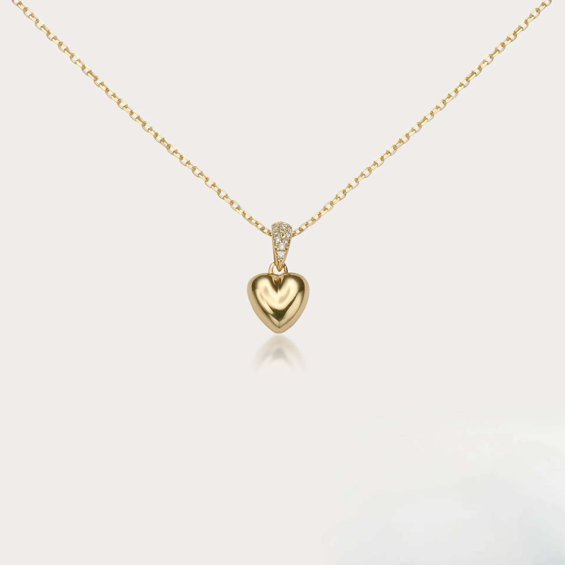 

CCFJOYAS Romantic 925 Sterling Silver Heart-shaped Pendant Necklace for Women 18k Gold Plated Love Zircon Clavicle Chain Gift
