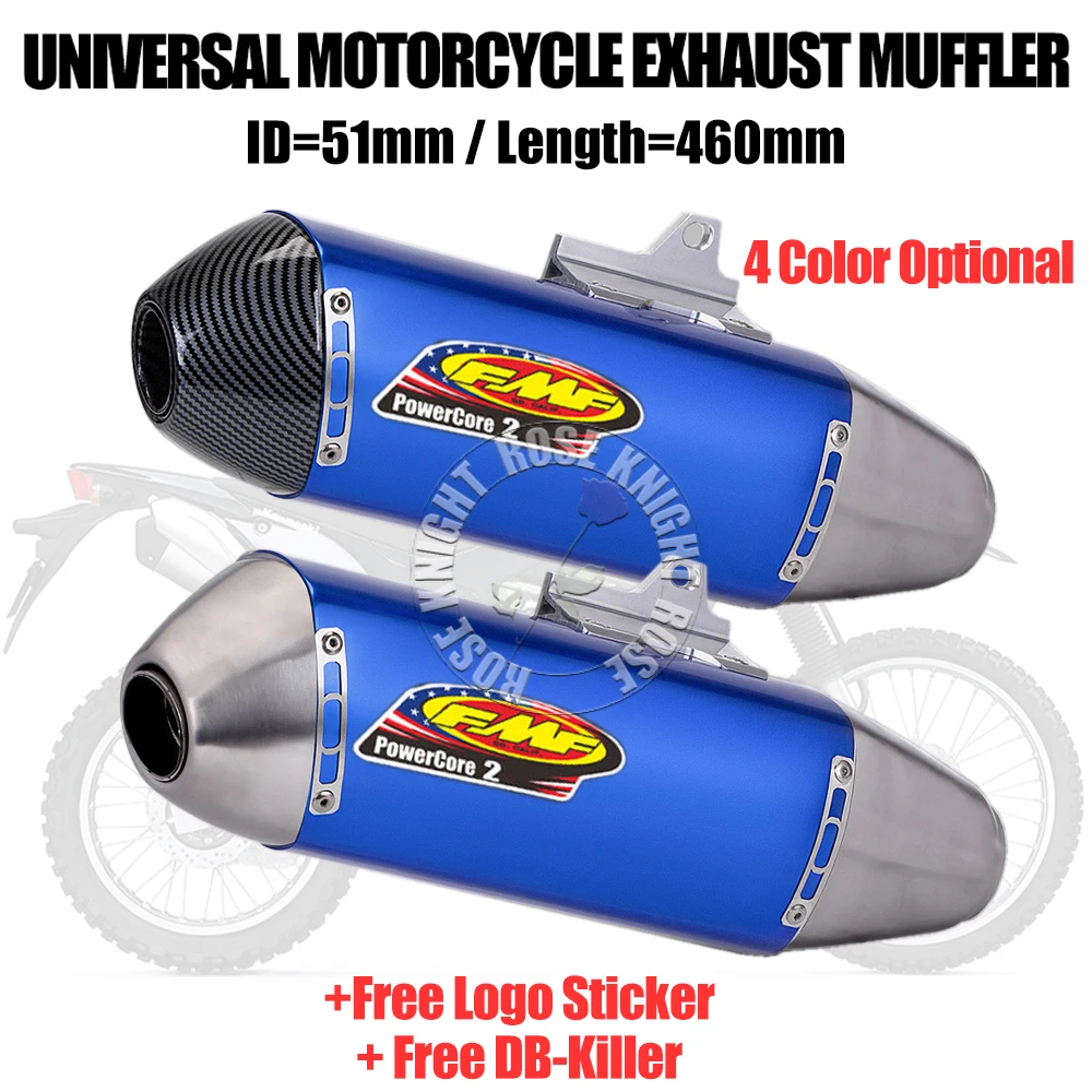 

51mm Universal FMF Motorcycle Exhaust Pipe Muffler Escape For CRF150F CRF250F EXC WR450 RC390 Pitbike ATV Motocross Etc Exhaust