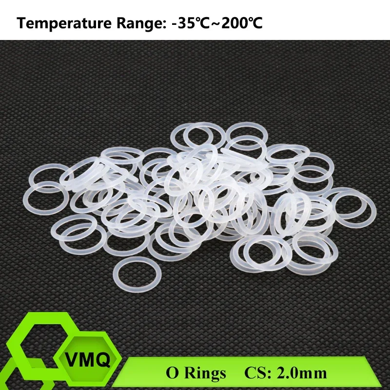 10/50pcs White Food Grade Silicone O Ring Gasket CS 2mm OD 5 ~ 100mm Waterproof Washer Round O Shape VMQ O Rings Silicone Ring