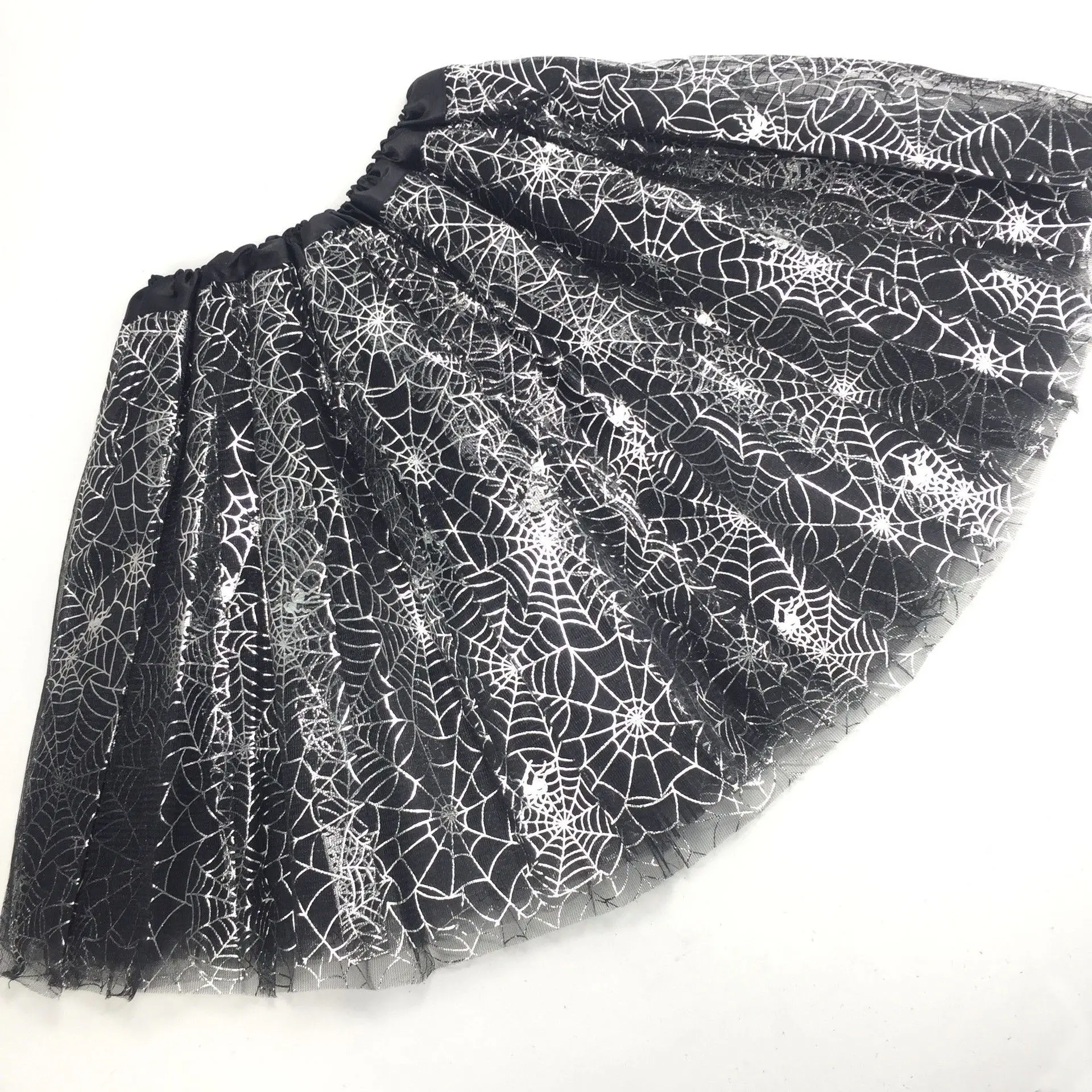 

Adult Halloween Ghost Festival Print TUTT Skirt Three-Layer Half Net Gown Polyester Fiber A-Line Bat Shape mid Waist Design
