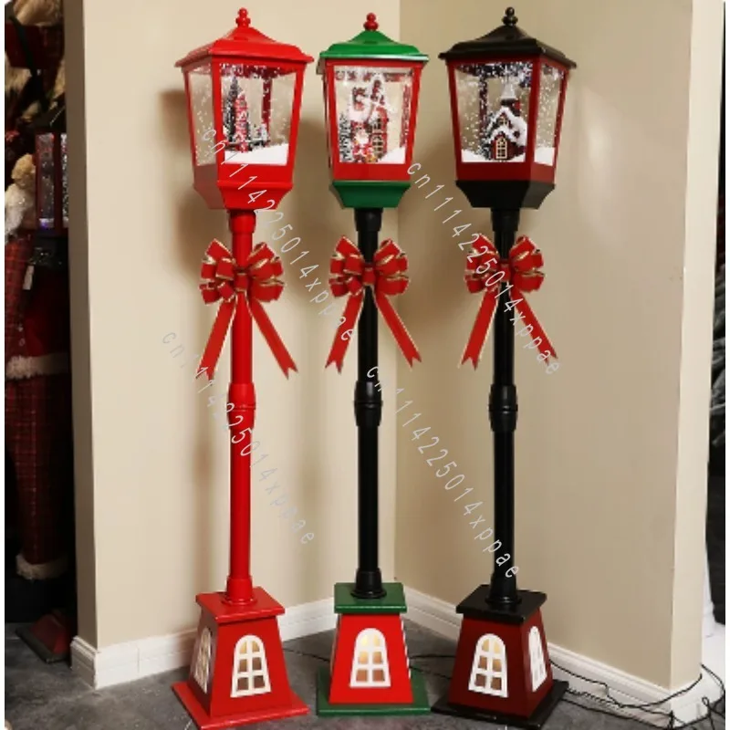 For Mall Hotel Decor Christmas Musical Snow Street Lamp Post  Reindeer Ornament