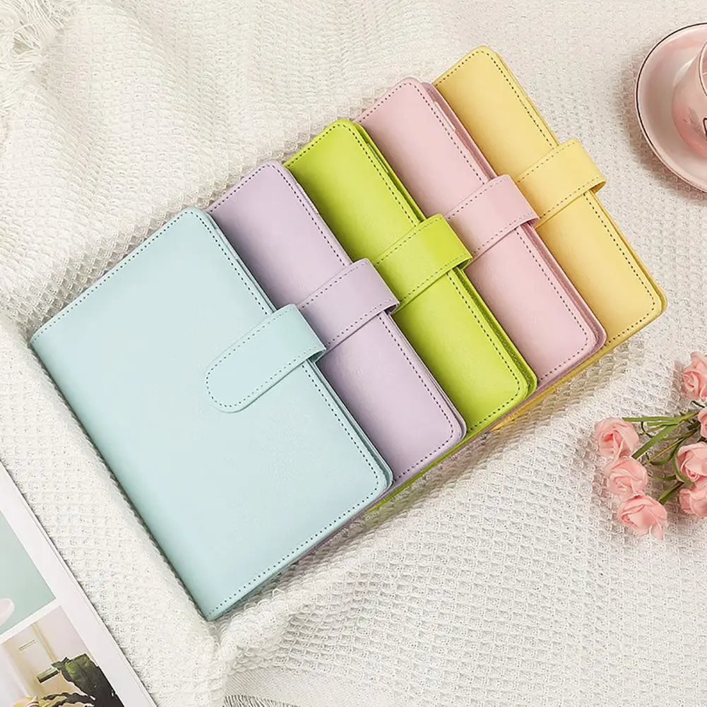 Loose-leaf Notebook 8.5-inch Binder Notebook Macaron Color Imitation Leather Student Loose-leaf Book Small Size Monthly Weekly
