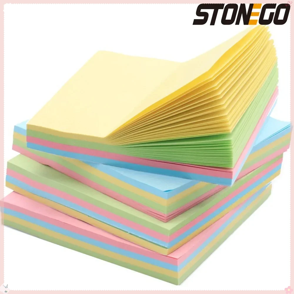 STONEGO Multicolor Memo Pad Sticky Notes 100 Pages Office School Supplies Self Adhesive Notepad Pocket Size Stationery