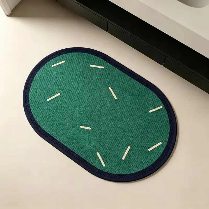 VIKAMA Two-Tone Oval Doormat—Perfect for Entryways, Balconies, and Home Offices; Absorbent, Non-Slip, and Style-Enhancing