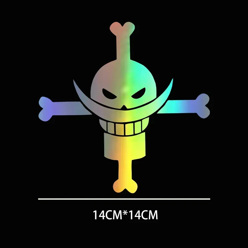 14x14cm Car Stickers Whitebeard Pirates Marine Reflective Decoration for Fuel Tank Cap Bumper Trunk Motorcycle Helmet Laptop