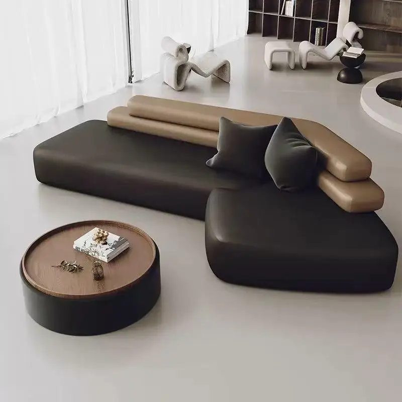 Curved light luxury high-end, family living room right-angle sofa, irregular Italian sofa