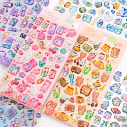3 pcs/6pcs Colorful Cartoon Crystal Sweet Candy Stickers Scrapbooking Diy Journal Cute Sticker Stationery Decor School Gift