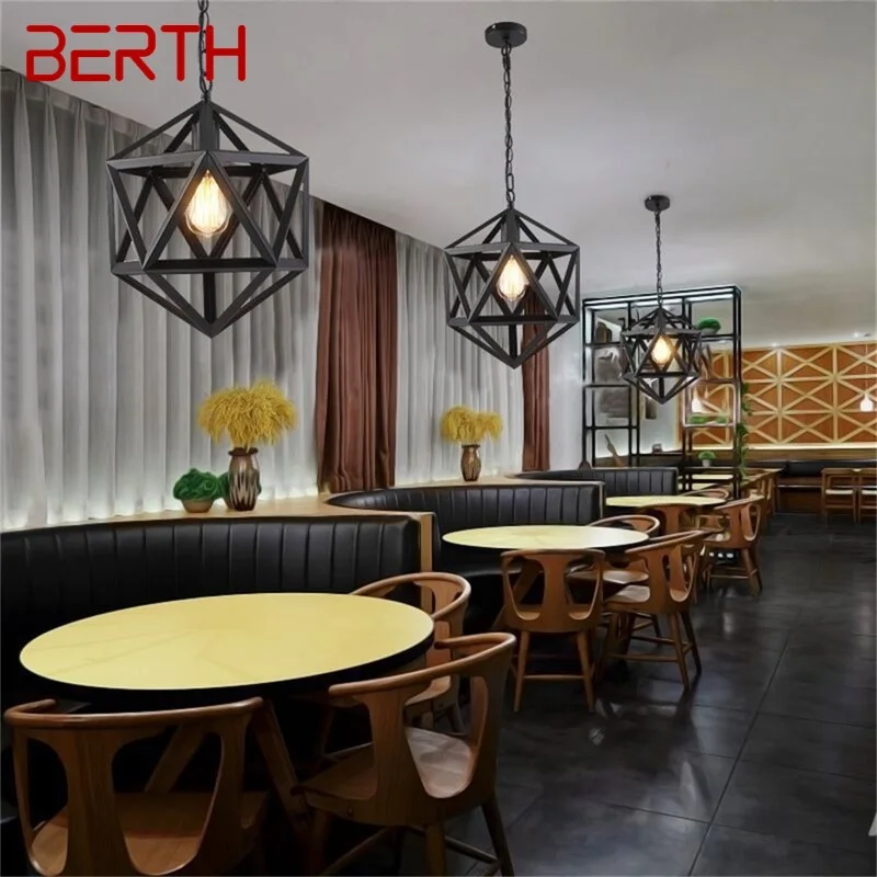 BERTH Nordic Pendant Light Loft LED Chandelier Round Ball Indoor Fixtures for Bar Restaurant Ceiling Lamp