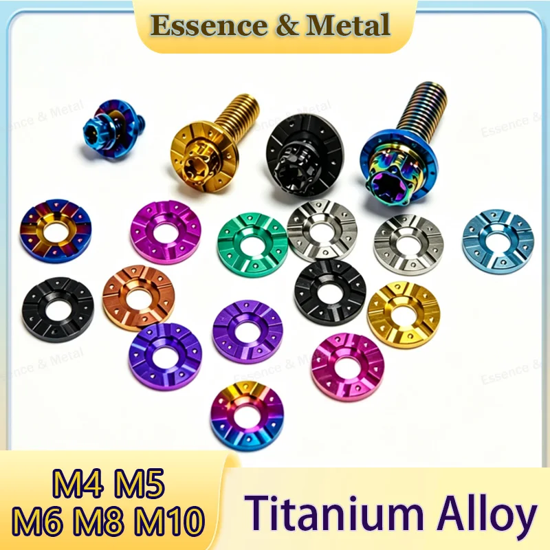 Titanium Alloy Gasket M4 M5 M6 M8 M10 Colorful Motorcycle Modified Gasket Decorative Flange Flower Gasket Corrosion Resistance