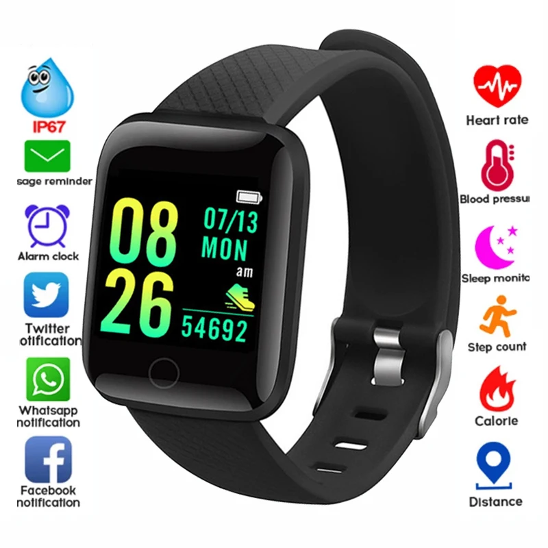 Multifunction Smart Watch For Men Women Kids Message Remind Music Control Sport Step Calories D13 Smartwatch Alarm Clock 116Plus