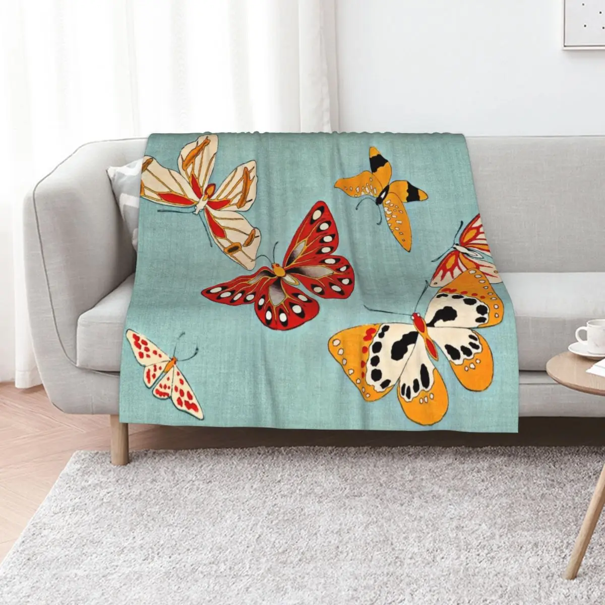 

Japanese Butterflies Throw Blanket Sleeping Bag Decorative Beds For Sofa Thin Designers Blankets