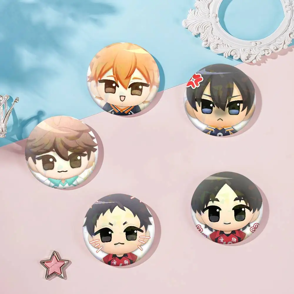 Cartoon C-haracter S-shoyo Tobio Badge Set Glass Shine Brooches Lapel Backpack Costume Gifts Decoration birthday