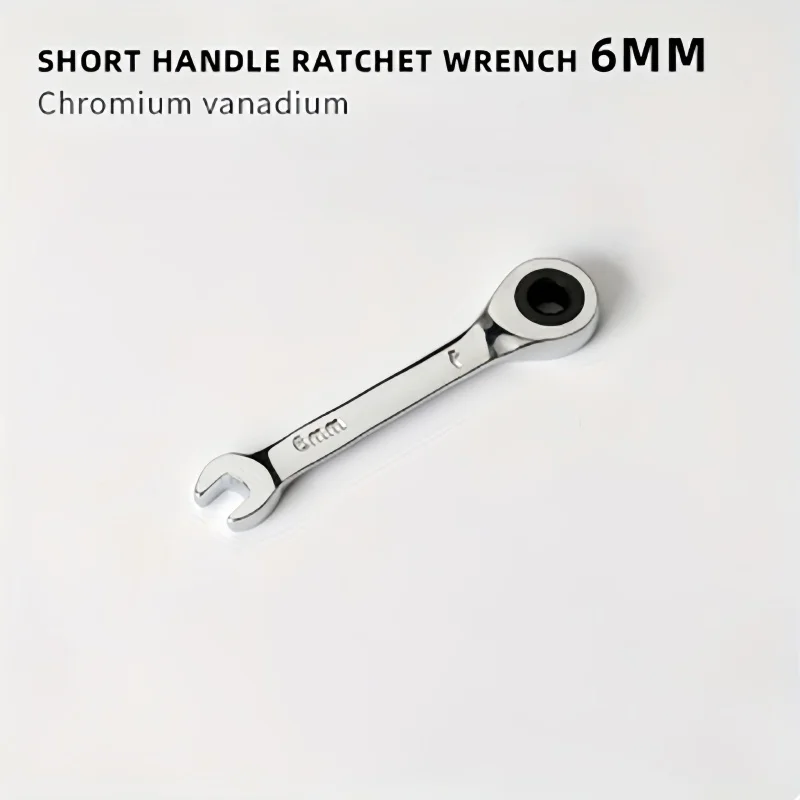 

6MM metric quick ratchet wrench 72 tooth spur wheel mini short handle opening plum blossom dual-use auto repair wrench