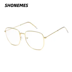 SHONEMES Polygonal Glasses Frame Retro Oversized Eyeglasses Gold Silver Black Big Frame Eyewear for Men Women