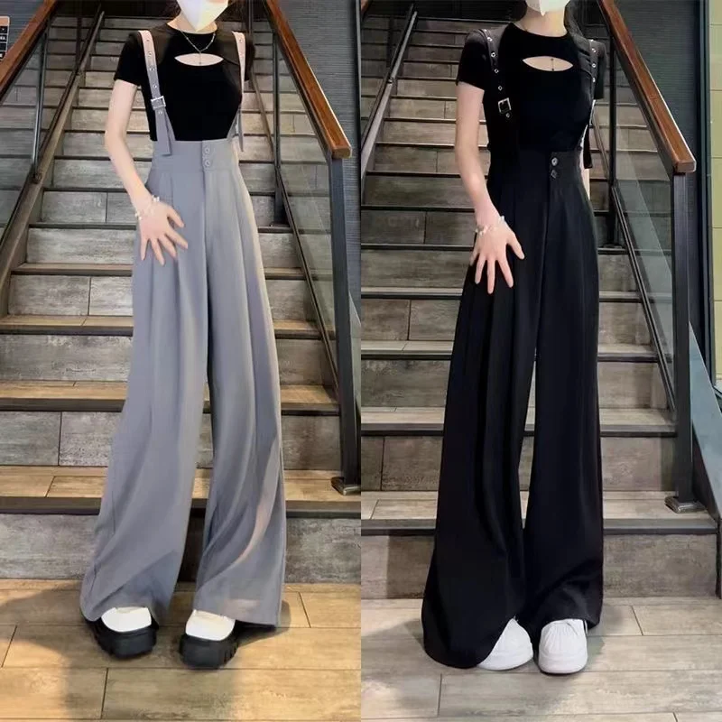 

Wide Leg Full-length Pants Women's Solid Design Leisure Fashion High Waist Trousers Korean Autumn New Arrival Women casual pants