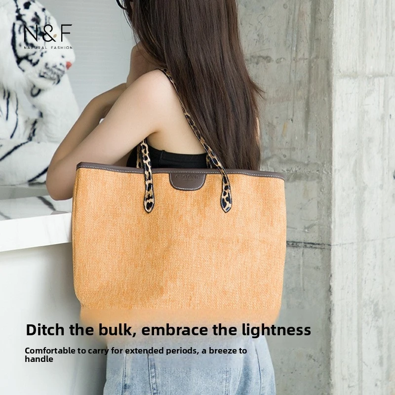 

N&FНовая женская соломенная сумка для лета, подходит для отдыха в Санье, вместительная плетеная сумка через плечо, пляжная сумка