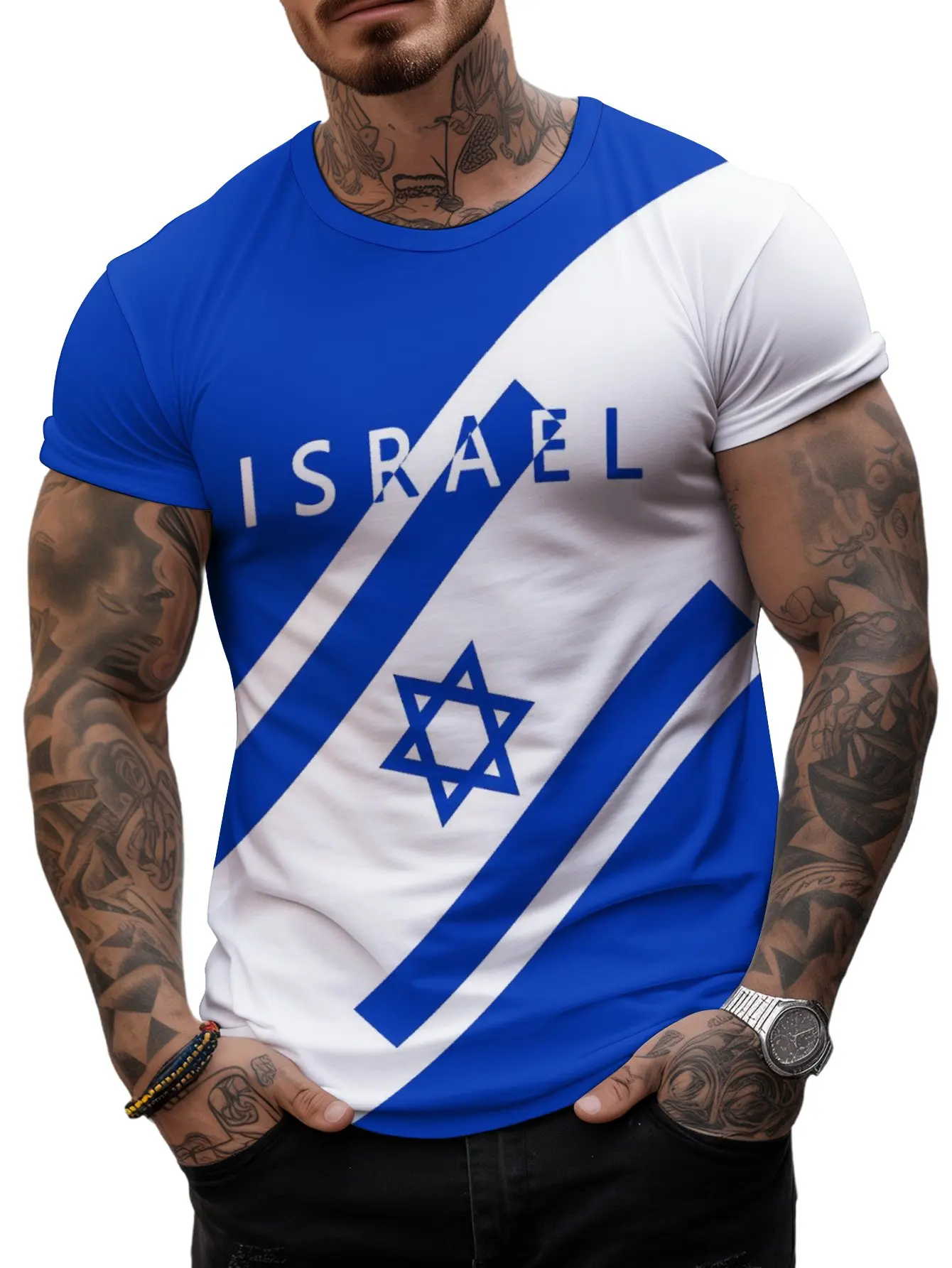 ISRAEL Men\'s T-shirt Fans Flag Football Soccer Jerseys Oversized tops Sports Night Run Hike Camp Speed Dry Fitness Casual