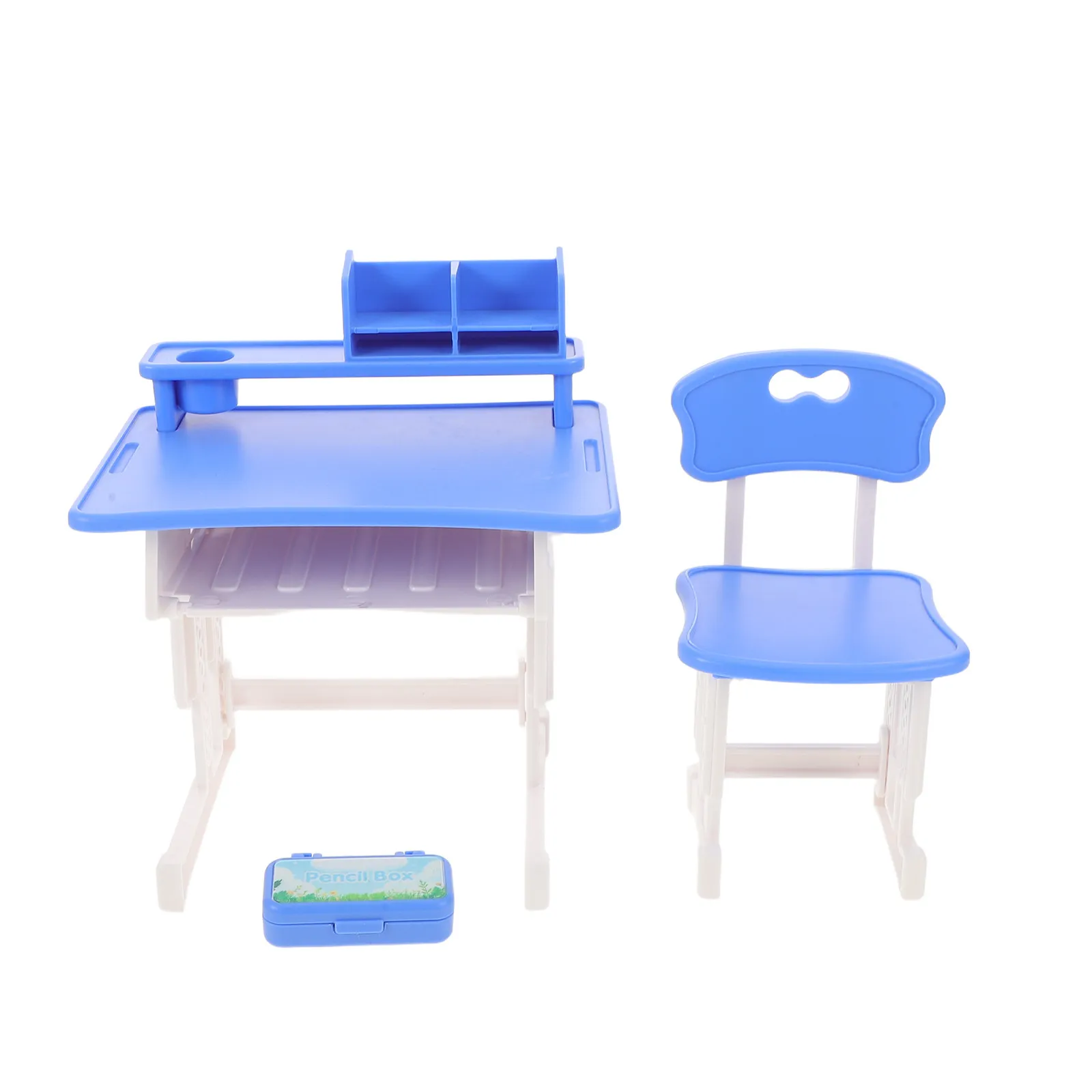 1Set Miniature Desk Chair Set School Furniture Mini Classroom Supplies Accessories Realistic Study Tools for Dollhouse School