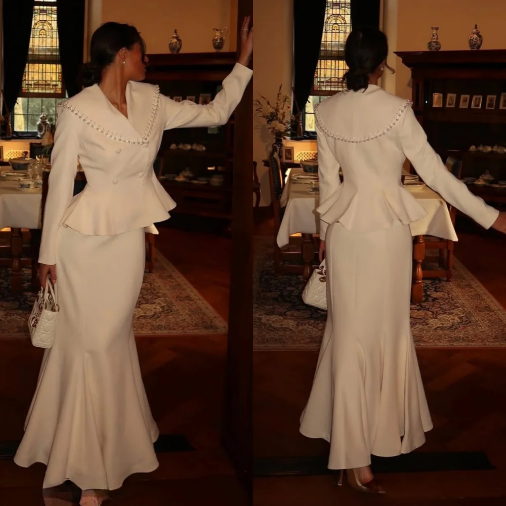 Vestidos largos con cuello en V y trompeta con botones plisados, Jersey informal personalizado, ocasión a medida, cóctel, clásico, exquisito