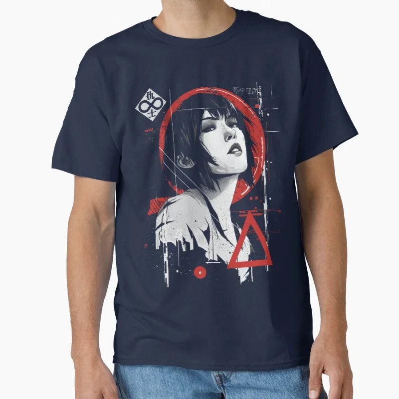 سايبر الحارس مستقبلية Cyberpunk AI سماعة سايبورغ فتاة تي شيرت كبير الحجم بلايز أنيمي الجرافيك طباعة الكرتون المحملة Y2K الملابس #2