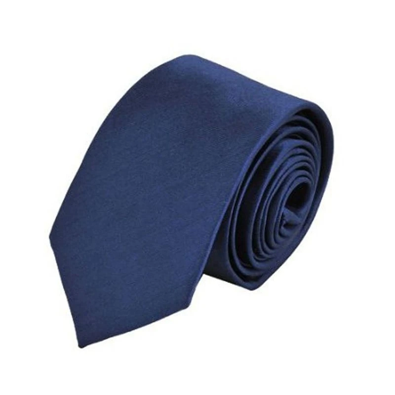 Hot kf-20X Polyester Narrow Neck Tie Skinny Solid Dark Blue Thin Necktie For Men (2 Inch Max Width)
