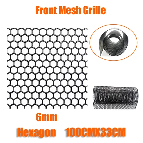 Imagen 1 del producto Rejilla de aluminio de 100cm x 33cm, cubierta de rejilla de malla para parachoques de coche, guardabarros, rejilla de ventilación, rejilla de ventilación, agujero hexagonal de 6mm, bricolaje