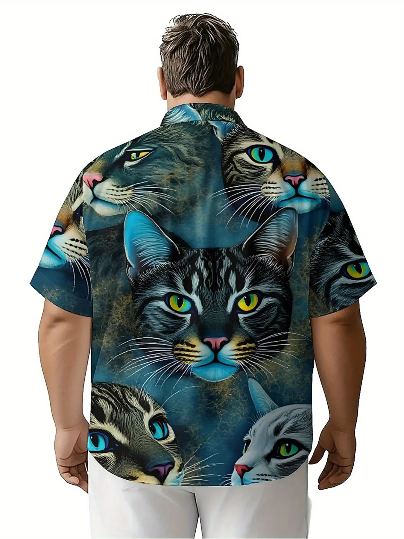 Men's Plus Size Hawaiian Shirts Multidimensional Universe Pattern, Summer Casual Tops, Suitable for Outdoor Party, Streetwear